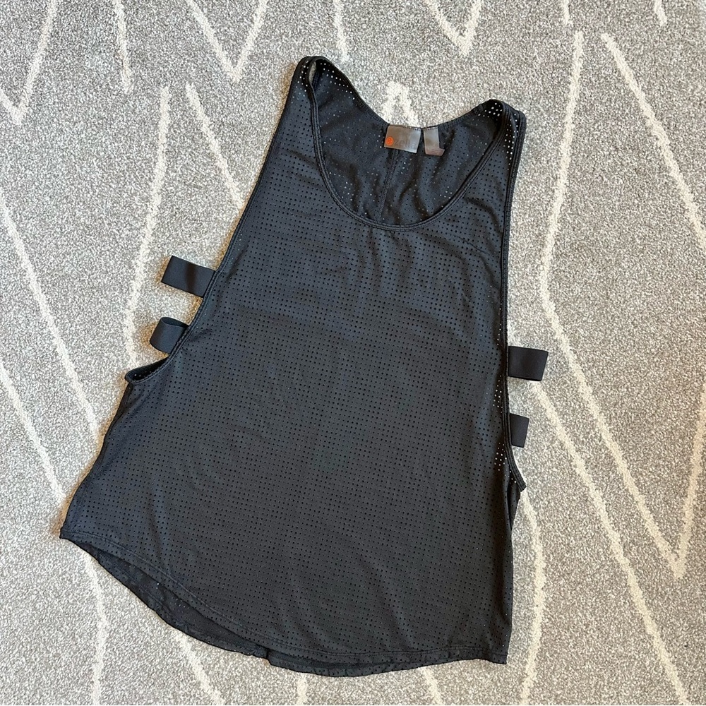 Zella Black Mesh Open Side Workout Athletic Tank Top